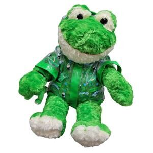 Build A Bear Froggy‎ Frog Plush with RARE Rain Coat Plush Outfit Clothes